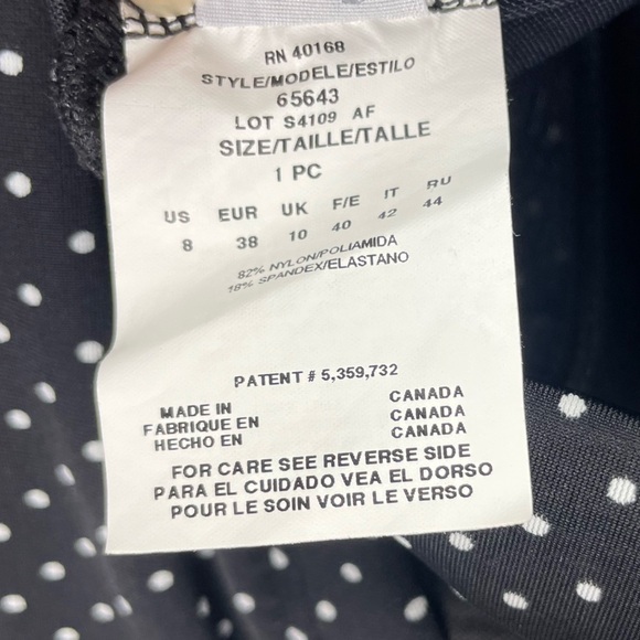 Miraclesuit Black‎ White Polka Dot Retro Ruched Side Seams Tankini Swimsuit Top - Picture 5 of 5